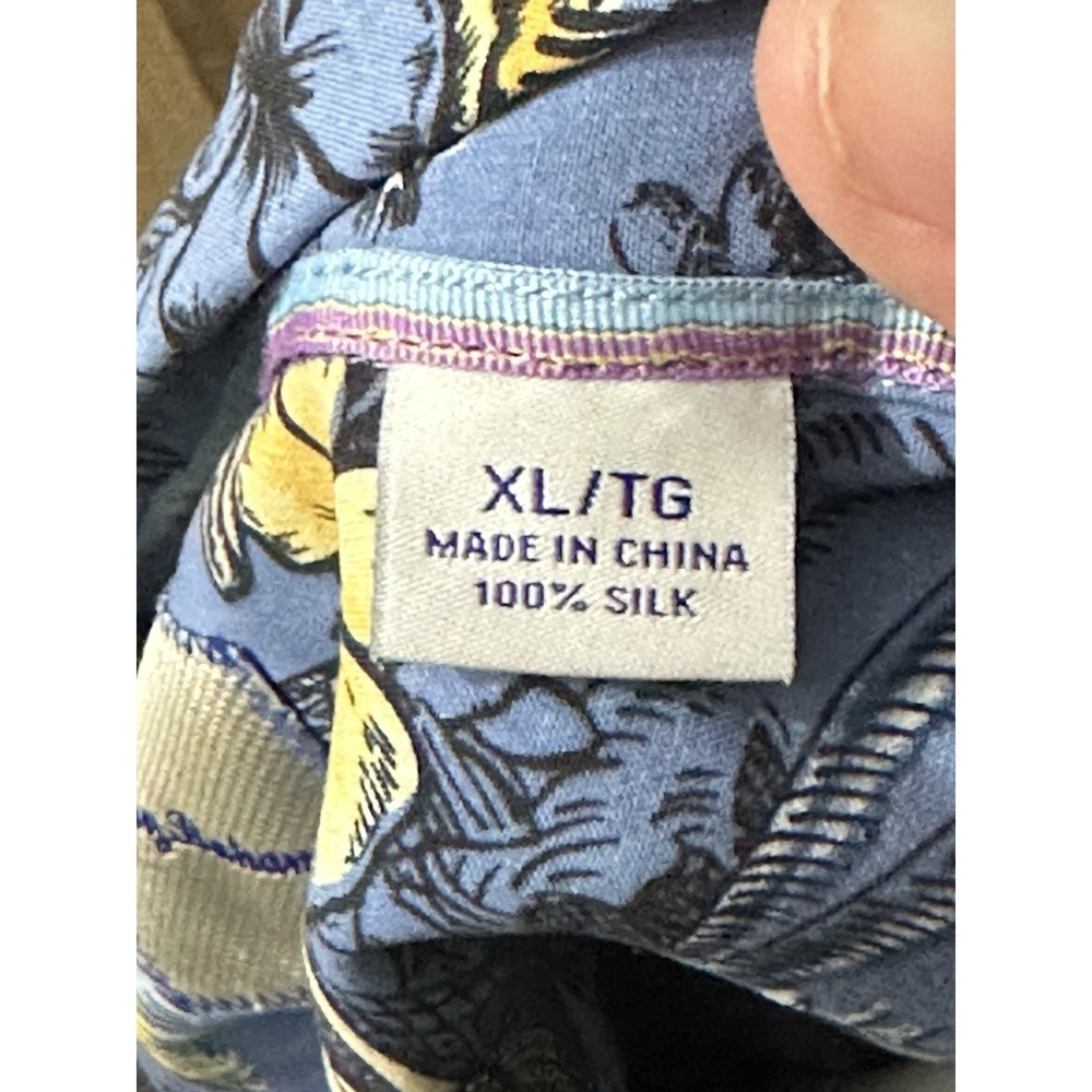 Tommy Bahama Men's XL Blue Shirt 100% Silk Floral Hula Hammock AOP - Picture 4 of 7
